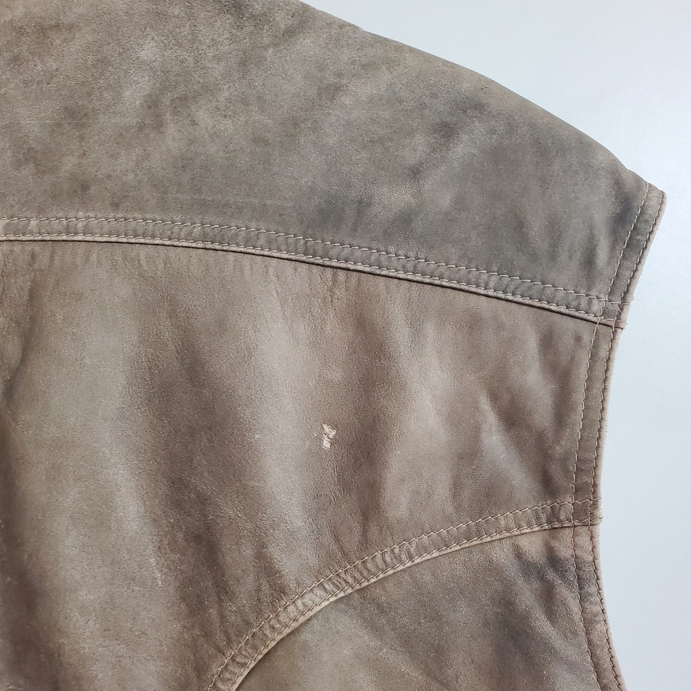 Vintage Canada Leather Men’s Tan Vest S-Medium - Picture 8 of 14